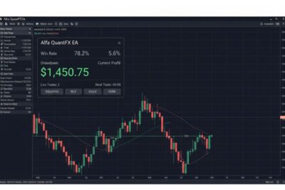 Giao diện dashboard của robot Alfa QuantFX EA v2.0 hiển thị chỉ số lợi nhuận trên MT4.