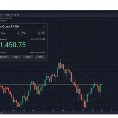 Giao diện dashboard của robot Alfa QuantFX EA v2.0 hiển thị chỉ số lợi nhuận trên MT4.
