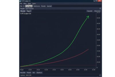 Biểu đồ kết quả backtest IS PI Scalper EA với tỷ lệ thắng 92% trên cặp XAUUSD.