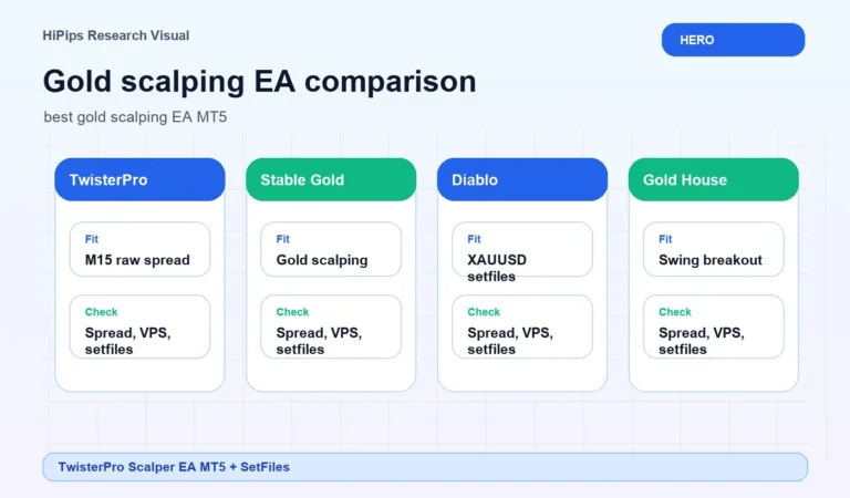 Gold scalping EA comparison for TwisterPro Scalper EA MT5 + SetFiles