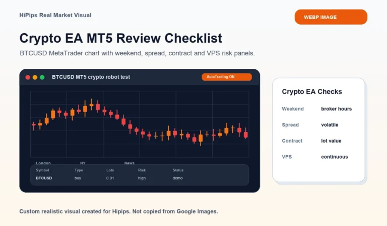Crypto EA MT5 Review Checklist realistic trading terminal and chart visual
