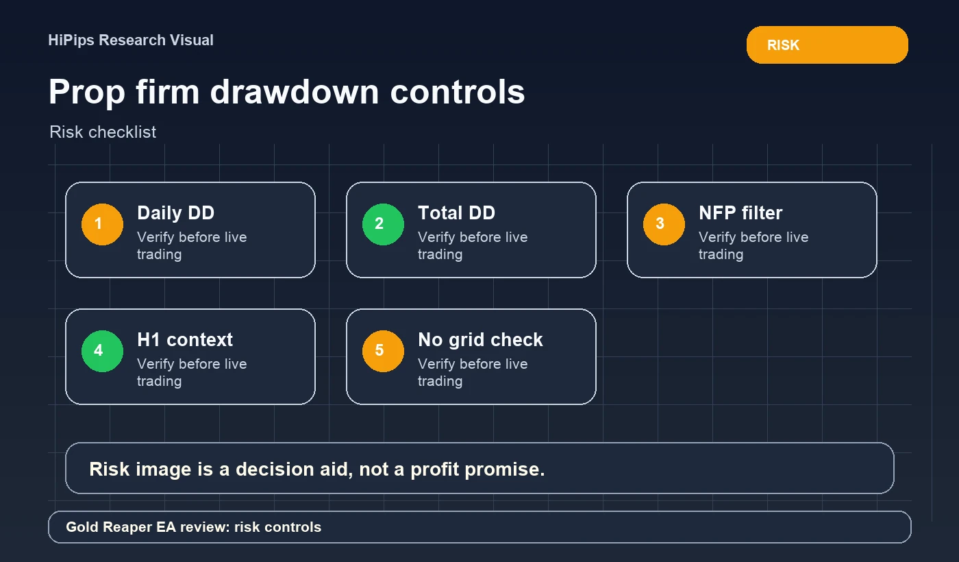 Prop firm drawdown controls for Gold Reaper EA review: risk controls