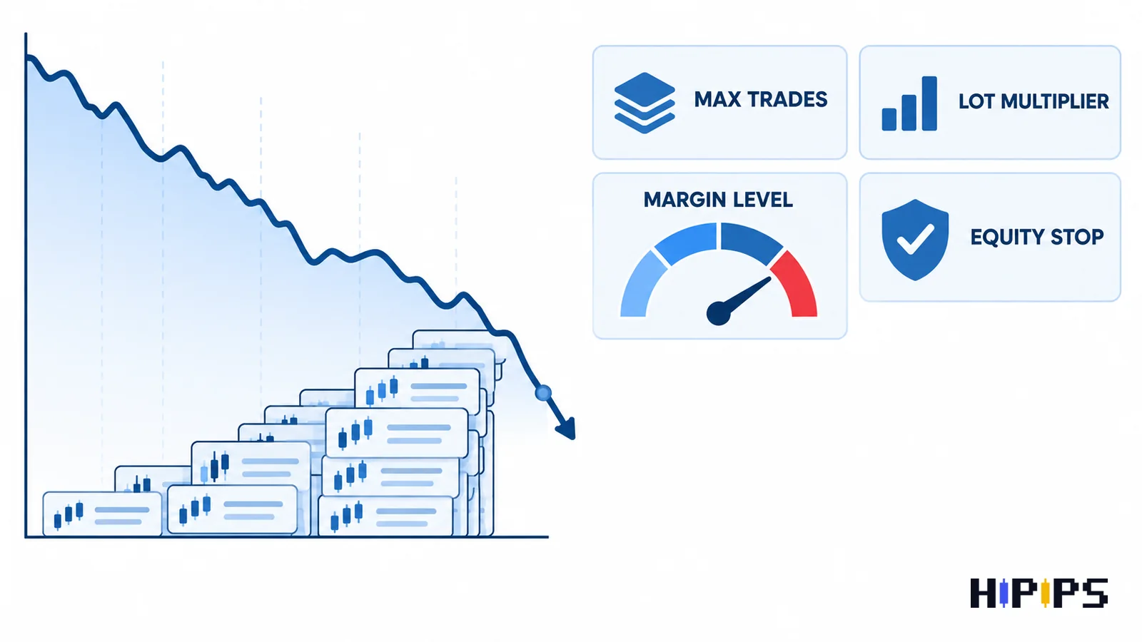 Recovery basket risk checks for grid and martingale Expert Advisors: maximum trades, lot multiplier, margin level and equity stop