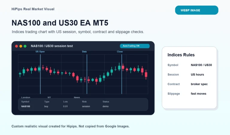 NAS100 and US30 EA MT5 realistic trading terminal and chart visual