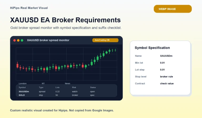 XAUUSD EA Broker Requirements realistic trading terminal and chart visual