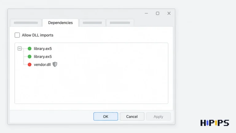 Expert Advisor dependency tree in MetaTrader 5 with green MQL5 library calls and a red DLL function call next to the Allow DLL imports checkbox