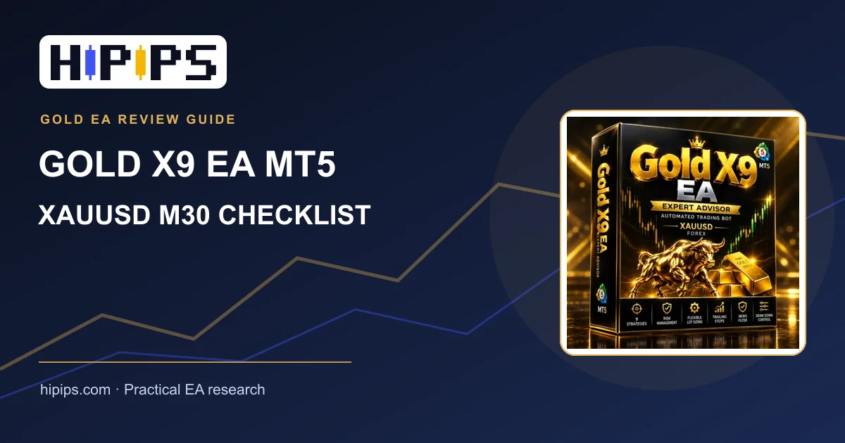 HiPips Gold X9 EA MT5 V6.2 XAUUSD M30 risk and setup checklist
